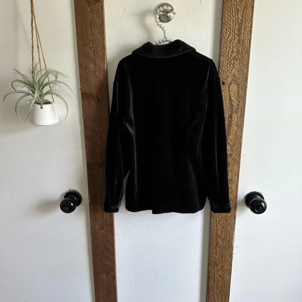 Vintage 90s Oshkosh B’Gosh Genuine Girls Luxurious Black Velvet Button Up Shirt